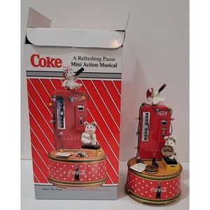 Enesco 1995 Coca Cola Coke Refreshing Pause Christmas Mini Action Musical Figuri